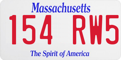 MA license plate 154RW5