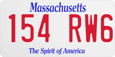 MA license plate 154RW6