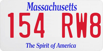 MA license plate 154RW8