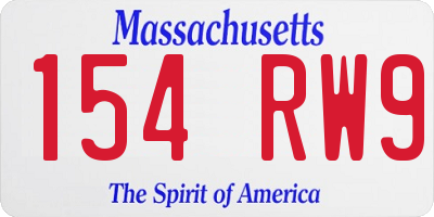 MA license plate 154RW9