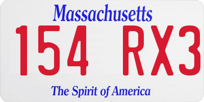 MA license plate 154RX3