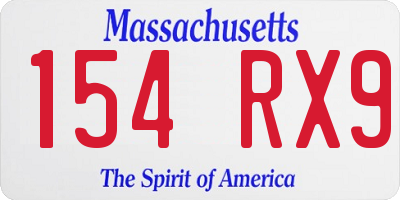 MA license plate 154RX9