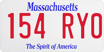 MA license plate 154RY0