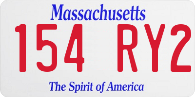 MA license plate 154RY2