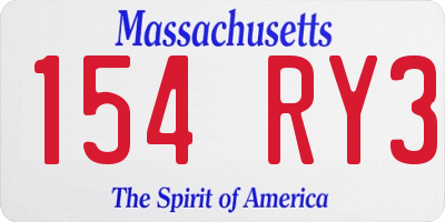 MA license plate 154RY3