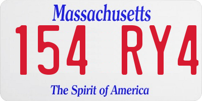 MA license plate 154RY4