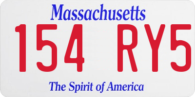 MA license plate 154RY5