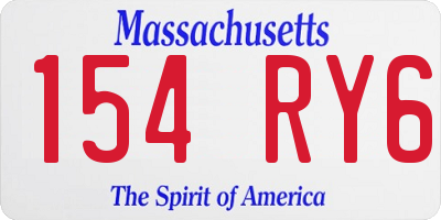 MA license plate 154RY6