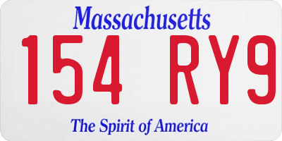 MA license plate 154RY9