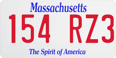 MA license plate 154RZ3