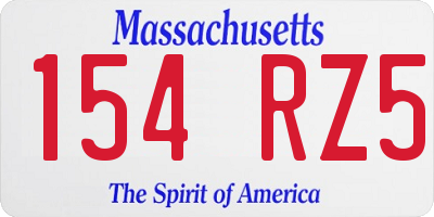 MA license plate 154RZ5