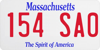 MA license plate 154SA0