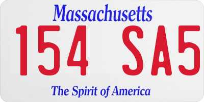 MA license plate 154SA5