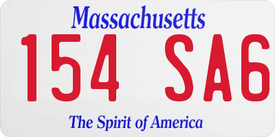 MA license plate 154SA6