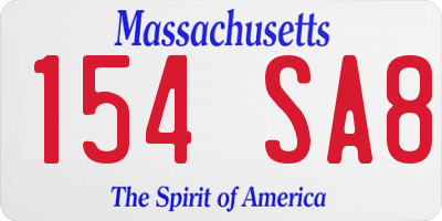 MA license plate 154SA8