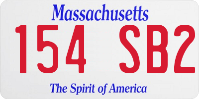 MA license plate 154SB2