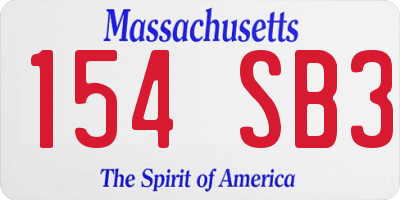 MA license plate 154SB3