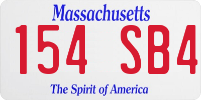 MA license plate 154SB4
