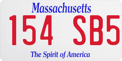 MA license plate 154SB5