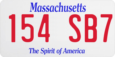 MA license plate 154SB7
