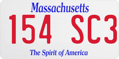 MA license plate 154SC3