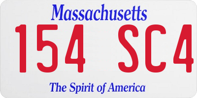 MA license plate 154SC4