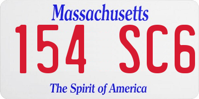 MA license plate 154SC6