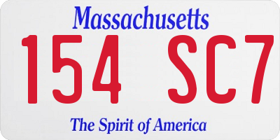 MA license plate 154SC7