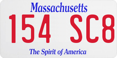 MA license plate 154SC8