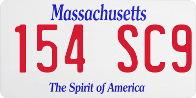 MA license plate 154SC9