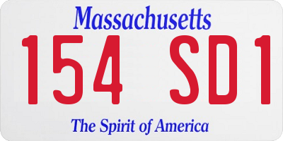 MA license plate 154SD1