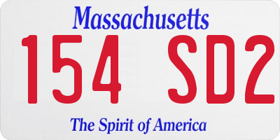 MA license plate 154SD2