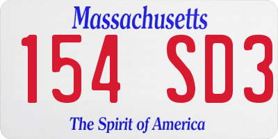 MA license plate 154SD3