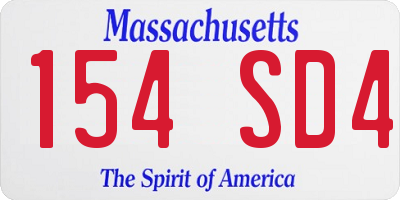 MA license plate 154SD4
