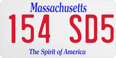 MA license plate 154SD5