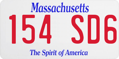MA license plate 154SD6