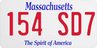 MA license plate 154SD7