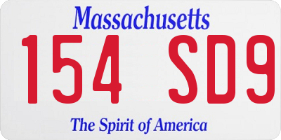 MA license plate 154SD9