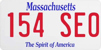 MA license plate 154SE0