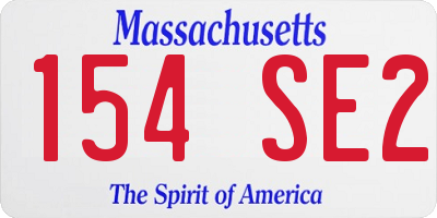 MA license plate 154SE2