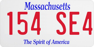MA license plate 154SE4