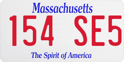 MA license plate 154SE5