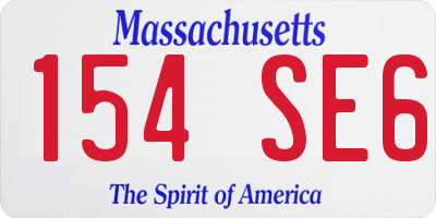 MA license plate 154SE6