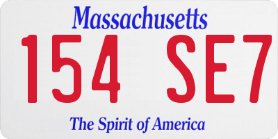 MA license plate 154SE7