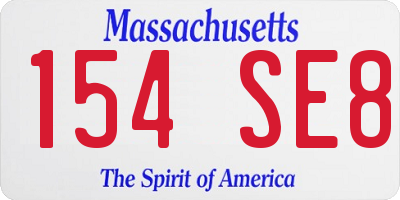 MA license plate 154SE8
