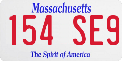 MA license plate 154SE9
