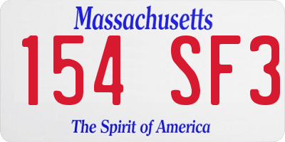 MA license plate 154SF3