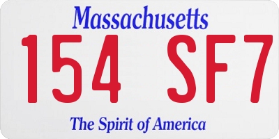 MA license plate 154SF7