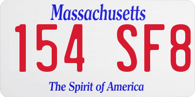 MA license plate 154SF8