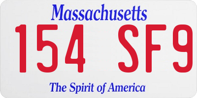 MA license plate 154SF9